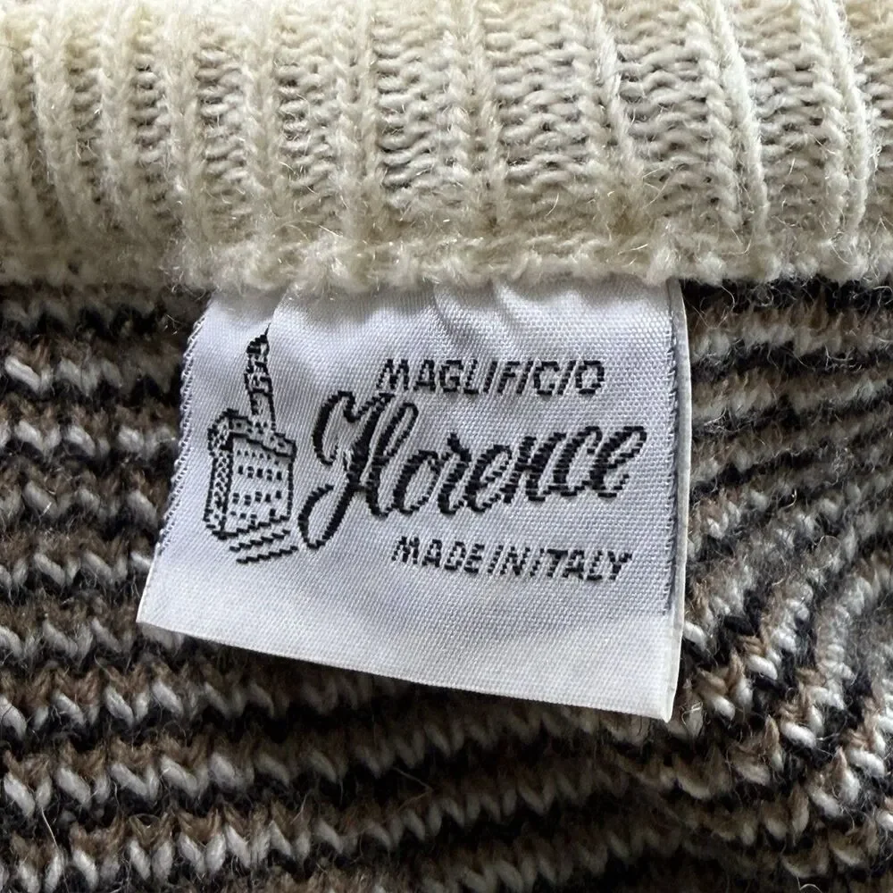 Maglificio Florence Sweater Men XL Vintage 90s Geometric Crew Wool Blend Italy